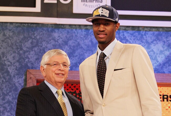 NEW YORK - JUNE 24:  Paul George stands with NBA Commisioner David Stern after being drafted tenth by The Indiana Pacers at Madison Square Garden on June 24, 2010 in New York City.  NOTE TO USER: User expressly acknowledges and agrees that, by downloading and or using this photograph, User is consenting to the terms and conditions of the Getty Images License Agreement. (Photo by Al Bello/Getty Images)