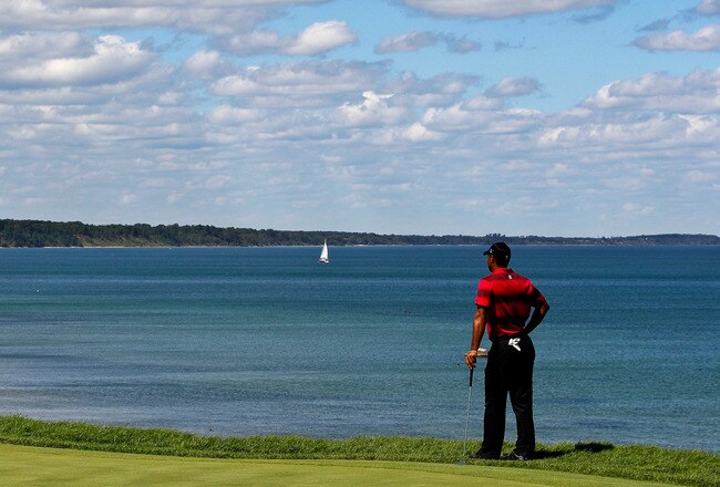 KOHLER, WI - AUGUST 15:  Tiger Woods waits on the 16th green during the final round of the 92nd PGA Championship on the Straits Course at Whistling Straits on August 15, 2010 in Kohler, Wisconsin.  (Photo by Sam Greenwood/Getty Images)