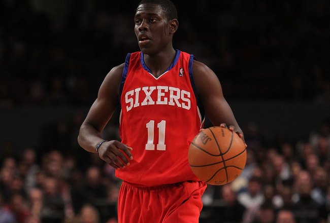NEW YORK - MARCH 19:  Jrue Holiday #11 of the Philadelphia 76ers dribbles the ball against the New York Knicks at Madison Square Garden on March 19, 2010 in New York City. NOTE TO USER: User expressly acknowledges and agrees that, by downloading and or using this photograph, User is consenting to the terms and conditions of the Getty Images License Agreement.  (Photo by Nick Laham/Getty Images)