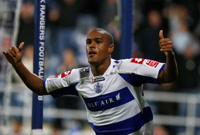 LONDON, ENGLAND - OCTOBER 20:  Jay Simpson of Queens Park Rangers celabrates his goal against Reading during the Coca Cola Championship match between Queens Park Rangers and Reading at Loftus Road on October 20, 2009 in London, England.  (Photo by Phil Cole/Getty Images)