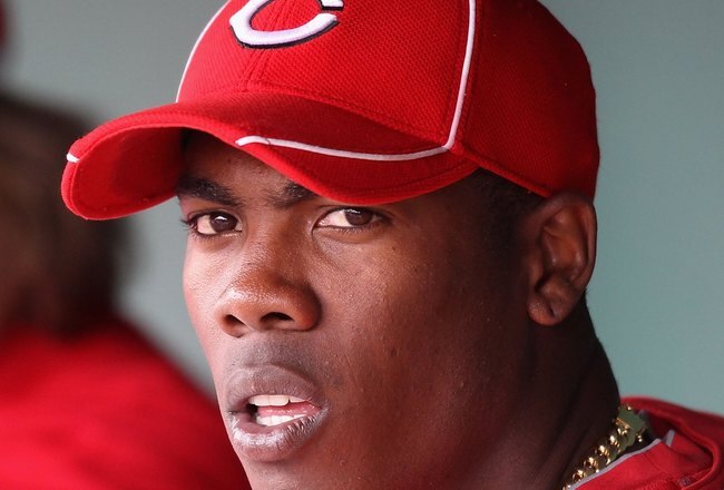 GOODYEAR, AZ - MARCH 08:  Relief pitcher Aroldis Chapman #54 of the Cincinnati Reds during the MLB spring training game against the Kansas City Royals at Goodyear Ballpark on March 8, 2010 in Goodyear, Arizona.  The Reds defeated the Royals 14-5.  (Photo by Christian Petersen/Getty Images)