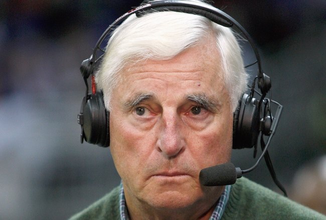 KANSAS CITY, MO - NOVEMBER 24: Bob Knight former head coach, looks on as an ESPN commentator during the CBE Classic games on November 24, 2008 at the Sprint Center in Kansas City, Missouri. (Photo by Jamie Squire/Getty Images)