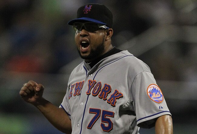 SAN JUAN, PUERTO RICO - JUNE 30:  Francisco Rodriguez #75 of the New York Mets reacts after winning the game against  the Florida Marlins  during their game at Hiram Bithorn Stadium on June 30, 2010 in San Juan, Puerto Rico.  (Photo by Al Bello/Getty Images)