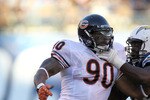 SAN DIEGO - AUGUST 14:  Defensive end Julius Peppers #90 of the Chicago Bears rushes during the game with the San Diego Chargers on August 14, 2010 at Qualcomm Stadium in San Diego, California.  The Chargers won 25-10.  (Photo by Stephen Dunn/Getty Images)