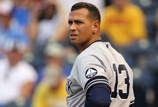 KANSAS CITY, MO - AUGUST 13:  Alex Rodriguez #13 of the New York Yankees prepares to bat during the game against the Kansas City Royals on August 13, 2010 at Kauffman Stadium in Kansas City, Missouri.  (Photo by Jamie Squire/Getty Images)