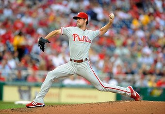 WASHINGTON - AUGUST 01:  Cole Hamels #35 of the Philadelphia Phillies pitches against the Washington Nationals at Nationals Park on August 1, 2010 in Washington, DC.  (Photo by Greg Fiume/Getty Images)