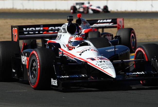 SONOMA, CA - AUGUST 22:  Will Power of Australia, driver of the #12 Verizon Team Panske Dallara Honda, leads en route to winning the IZOD IndyCar Series Grand Prix of Sonoma at Infineon Raceway on August 22, 2010 in Sonoma, California. (Photo by Donald Miralle/Getty Images)
