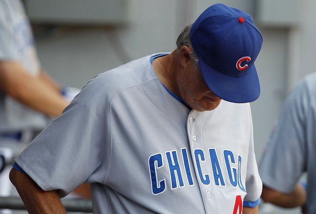 CHICAGO - JUNE 27: Manager Lou Piniella #41 of the Chicago Cubs paces in the dugout during a game against the Chicago White Sox at U.S. Cellular Field on June 27, 2010 in Chicago, Illinois. The Cubs defeated the White Sox 8-6. (Photo by Jonathan Daniel/Getty Images)