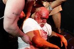 SYDNEY, AUSTRALIA - NOVEMBER 18:  Hulk Hogan is helped by the 'Nasty Boys' Brian Knobbs and Solofa Fatu Jnr after an altercation with Rick Flair during a press conference for 'Hulkamania - Let The Battle Begin' at Star City on November 18, 2009 in Sydney, Australia.  (Photo by Brendon Thorne/Getty Images)