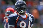 ENGLEWOOD, CO - AUGUST 05:  Linebacker Jarvis Moss #94 of the Denver Bronocs takes part in practice during training camp at Dove Valley on August 5, 2010 in Englewood, Colorado.  (Photo by Doug Pensinger/Getty Images)
