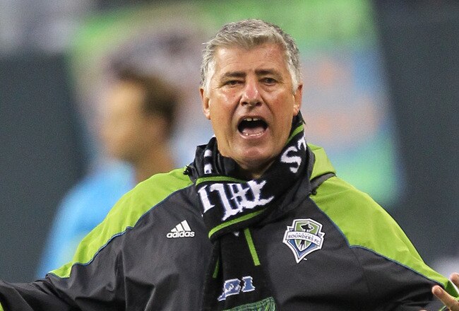 SEATTLE - AUGUST 08:  Head coach Sigi Schmid of the Seattle Sounders FC gestures during the game against the Houston Dynamo on August 8, 2010 at Qwest Field in Seattle, Washington. The Sounders defeated the Dynamo 2-0. (Photo by Otto Greule Jr/Getty Images)
