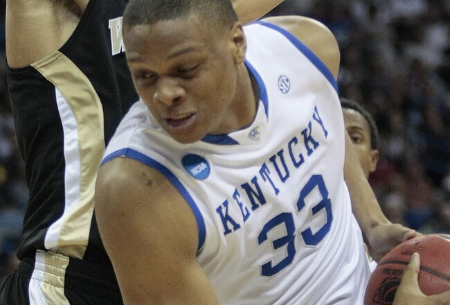 NEW ORLEANS - MARCH 20:  Daniel Orton #33 of the Kentucky Wildcats battles Tony Woods #55 of the Wake Forest Demon Deacons during the second round of the 2010 NCAA men's basketball tournament at the New Orleans Arena on March 20, 2010 in New Orleans, Louisiana.  (Photo by Dave Martin/Getty Images)