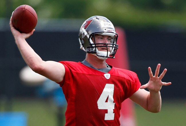 TAMPA, FL - MAY 01:  Quarterback Jevan Snead #4 of the Tampa Bay Buccaneers throws a pass during the Buccaneers Rookie mini camp at One Buccaneer Place on May 1, 2010 in Tampa, Florida.  (Photo by J. Meric/Getty Images)