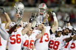 PASADENA, CA - JANUARY 01:  The Ohio State Buckeyes celebrate after a 26-17 win in the 96th Rose Bowl game over the Oregon Ducks on January 1, 2010 in Pasadena, California.  (Photo by Jeff Gross/Getty Images)