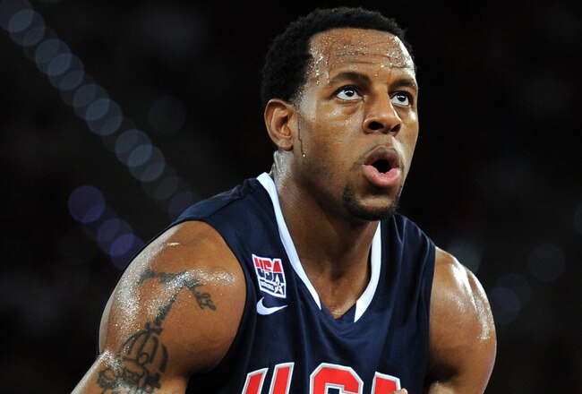 MADRID, SPAIN - AUGUST 22:  Andre Iguodala of the USA concentrates on a free throw during a friendly basketball game between Spain and the USA at La Caja Magica on August 22, 2010 in Madrid, Spain.  (Photo by Jasper Juinen/Getty Images)