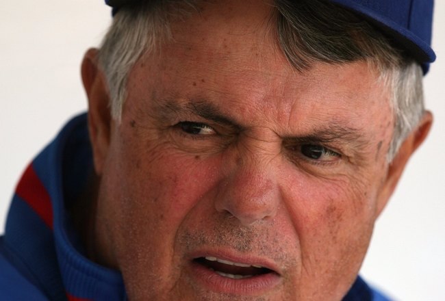 CHICAGO - MAY 2:  Manager Lou Piniella of the Chicago Cubs looks on during the game against the Florida Marlins on May 2, 2009 at Wrigley Field in Chicago, Illinois. (Photo by Jonathan Daniel/Getty Images)