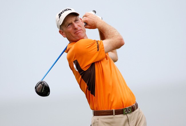 KOHLER, WI - AUGUST 14:  Jim Furyk watches his tee shot on the fourth hole during the third round of the 92nd PGA Championship on the Straits Course at Whistling Straits on August 14, 2010 in Kohler, Wisconsin.  (Photo by Sam Greenwood/Getty Images)