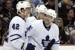 PITTSBURGH, PA - MARCH 28:  Phil Kessel #81 of the Toronto Maple Leafs celebrates his goal with Tyler Bozak #42 against the Pittsburgh Penguins in the second period at Mellon Arena on March 28, 2010 in Pittsburgh, Pennsylvania.  (Photo by Justin K. Aller/Getty Images)