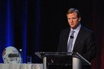 NFL Commissioner Roger Goodell addresses NFL owners at the league's 2007 meeting at the Arizona Biltmore in Phoenix, Arizona on March 26, 2007.  (Photo by Al Messerschmidt/Getty Images)