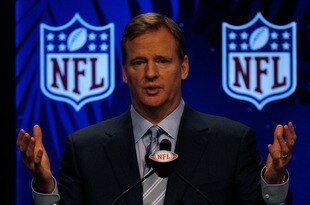 FORT LAUDERDALE, FL - FEBRUARY 05:  Commissioner of the NFL Roger Goodell speaks to members of the media during the NFL Commissioner Press Conference held at the Greater Ft. Lauderdale/Broward County Convention Center as part of media week for Super Bowl XLIV on February 5, 2010 in Fort Lauderdale, Florida.  (Photo by Jonathan Daniel/Getty Images)