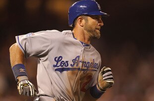 SAN FRANCISCO - JUNE 28:  Casey Blake #23 of the Los Angeles Dodgers rounds the bases after hitting a two run home run in the eighth inning against the San Francisco Giants during an MLB game at AT&T Park on June 28, 2010 in San Francisco, California.  (Photo by Jed Jacobsohn/Getty Images)