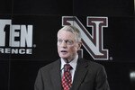 LINCOLN, NE  - JUNE 11: Big Ten Commissioner James Delany, flanked by several Nebraska coaches, inform members of the media that the University of Nebraska has been accepted into the Big Ten conference June 11, 2010 in Lincoln, Nebraska.  The university will begin integration immediately and start athletic competition as soon as 2011. (Photo by Eric Francis/Getty Images)