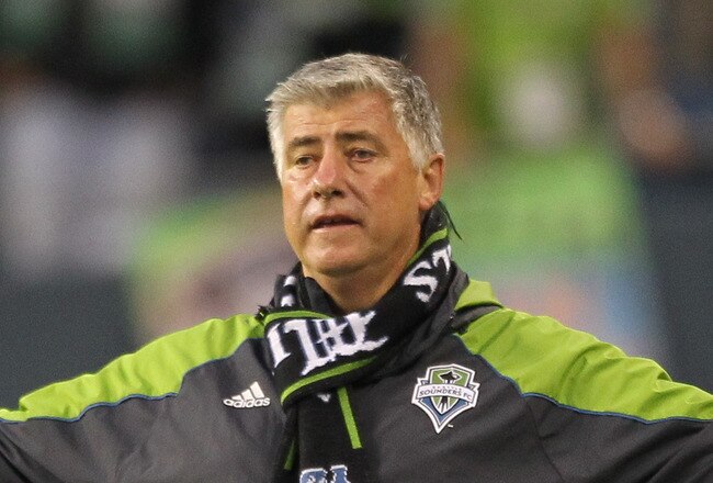 SEATTLE - AUGUST 08:  Head coach Sigi Schmid of the Seattle Sounders FC gestures during the game against the Houston Dynamo on August 8, 2010 at Qwest Field in Seattle, Washington. The Sounders defeated the Dynamo 2-0. (Photo by Otto Greule Jr/Getty Images)