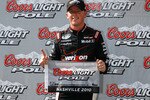 LEBANON, TN - JUNE 05:  Justin Allgaier, driver of the #12 Verizon Wireless Dodge poses after during qualifying on the pole for the NASCAR Nationwide Series Federated Auto Parts 300 at Nashville Superspeedway on June 5, 2010 in Lebanon, Tennessee.  (Photo by Jason Smith/Getty Images for NASCAR)