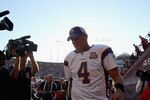 SAN FRANCISCO - AUGUST 22:  Brett Favre #4 of the Minnesota Vikings leaves the field at halftime during their preseason game against the San Francisco 49ers at Candlestick Park on August 22, 2010 in San Francisco, California.  (Photo by Ezra Shaw/Getty Images)
