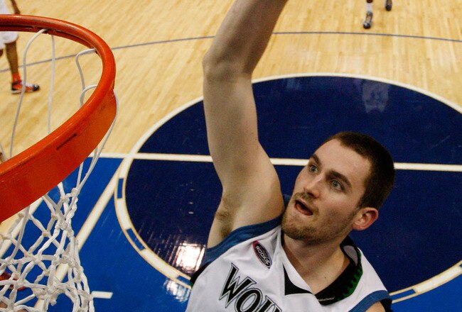 DALLAS - FEBRUARY 12:  Kevin Love #42 of the Sophomore team goes up for a shot against the Rookie team during the first half of the T-Mobile Rookie Challenge & Youth Jam part of 2010 NBA All-Star Weekend at American Airlines Center on February 12, 2010 in Dallas, Texas. NOTE TO USER: User expressly acknowledges and agrees that, by downloading and or using this photograph, User is consenting to the terms and conditions of the Getty Images License Agreement.  (Photo by Jessica Rinaldi-Pool/Getty Images)