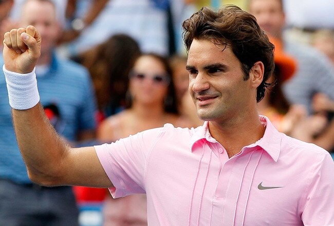 CINCINNATI - AUGUST 22:  Roger Federer of Switzerland reacts after defeating Mardy Fish during the finals on Day 7 of the Western & Southern Financial Group Masters at the Lindner Family Tennis Center on August 22, 2010 in Cincinnati, Ohio.  (Photo by Kevin C. Cox/Getty Images)