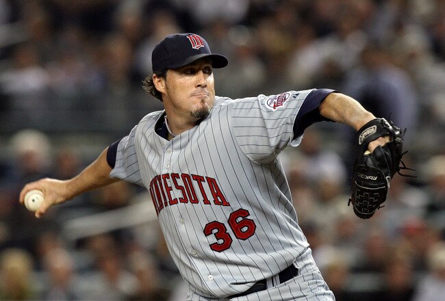 NEW YORK - OCTOBER 09:  Joe Nathan #36 of the Minnesota Twins pitches against the New York Yankees in Game Two of the ALDS during the 2009 MLB Playoffs at Yankee Stadium on October 9, 2009 in the Bronx borough of New York City.  (Photo by Jim McIsaac/Getty Images)