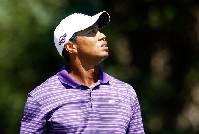 PARAMUS, NJ - AUGUST 28:  Tiger Woods looks on from the tee box on the second hole during the third round of The Barclays at the Ridgewood Country Club on August 28, 2010 in Paramus, New Jersey.  (Photo by Scott Halleran/Getty Images)
