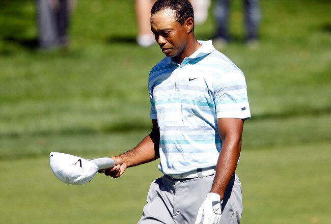 PARAMUS, NJ - AUGUST 27:  Tiger Woods walks up the fairway on the sixth hole during the second round of The Barclays at the Ridgewood Country Club on August 27, 2010 in Paramus, New Jersey.  (Photo by Scott Halleran/Getty Images)