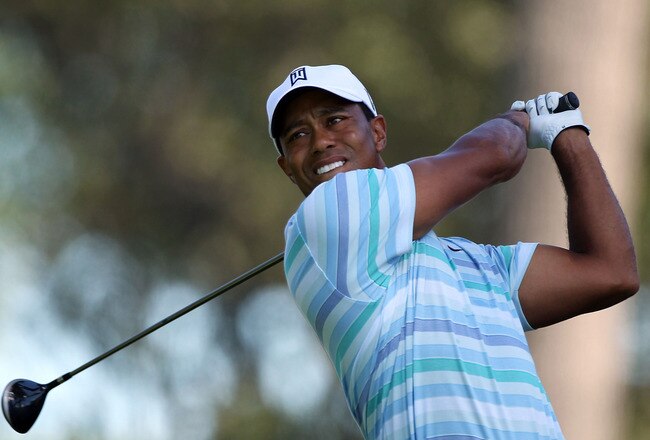 PARAMUS, NJ - AUGUST 27:  Tiger Woods watches his tee shot on the 16th hole during the second round of The Barclays at the Ridgewood Country Club on August 27, 2010 in Paramus, New Jersey.  (Photo by Hunter Martin/Getty Images)