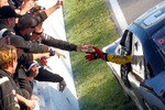 MONTREAL, QC - AUGUST 29:  Boris Said, driver of the #09 Zaxby's Fordcelebrates with team members after winning the NASCAR Nationwide Series Napa Auto Parts 200 on August 29, 2010 at the Circuit Gilles Villeneuve in Montreal, Quebec, Canada.  (Photo by Jason Smith/Getty Images)