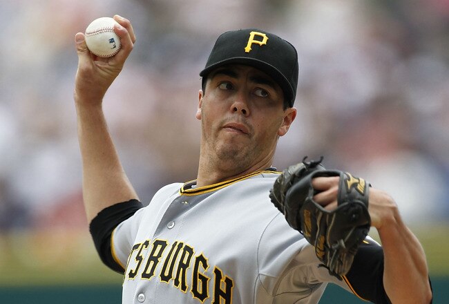 DETROIT - JUNE 13:  Jeff Karstens #27 of the Pittsburgh Pirates pitches in the second inning against the Detroit Tigers during the game on June 13, 2010 at Comerica Park in Detroit, Michigan. The Tigers defeated the Pirates 4-3.  (Photo by Leon Halip/Getty Images)