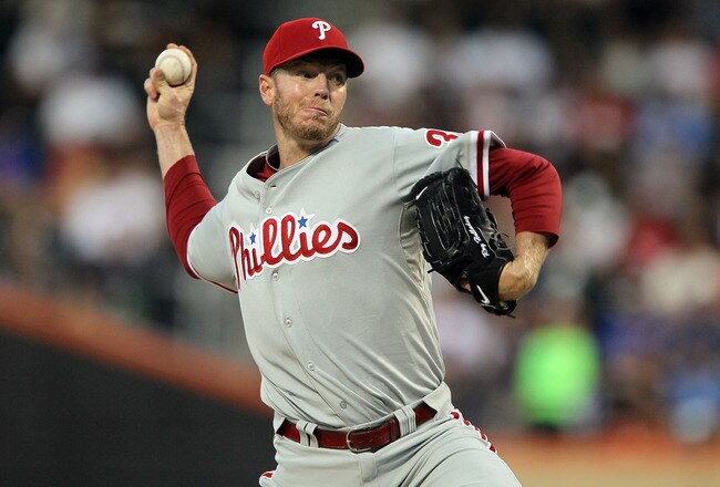 NEW YORK - AUGUST 14:  Roy Halladay #34 of the Philadelphia Phillies delivers a pitch against the New York Mets on August 14, 2010 at Citi Field in the Flushing neighborhood of the Queens borough of New York City.  (Photo by Jim McIsaac/Getty Images)