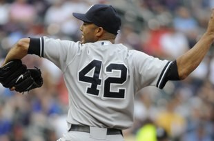MINNEAPOLIS, MN - MAY 26: Mariano Rivera #42 of the New York Yankees pitches in the ninth inning against the Minnesota Twins during the game on May 26, 2010 at Target Field in Minneapolis, Minnesota. The game was suspended due to rain after the fifth inning on Tuesday and resumed on Wednesday. The Yankees defeated the Twins 1-0. (Photo by Hannah Foslien/Getty Images)