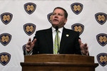 SOUTH BEND, IN - DECEMBER 11: Brian Kelly attends a press conference where he was named new football head coach at Notre Dame University on December 11, 2009 in South Bend, Indiana.  Kelly most recently led the University of Cincinnati to two consecutive Bowl Championship Series appearances including a perfect 12-0 record this past season. (Photo by Frank Polich/Getty Images)