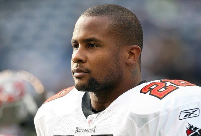 SEATTLE - DECEMBER 20:  Derrick Ward #28 of the Tampa Bay Buccaneers warms up prior to their game against the Seattle Seahawks on December 20, 2009 at Qwest Field in Seattle, Washington. The Buccaneers defeated the Seahawks 24-7. (Photo by Otto Greule Jr/Getty Images)