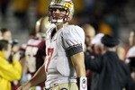 CHESTNUT HILL, MA - OCTOBER 03:  Christian Ponder #7 of the Florida State Seminoles walks off the field as the Boston College Eagles celebrate on October 3, 2009 at Alumni Stadium in Chestnut Hill, Massachusetts. Boston College defeated Florida State 28-21.  (Photo by Elsa/Getty Images)