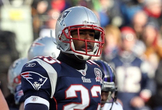 FOXBORO, MA - JANUARY 10:  Leigh Bodden #23 of the New England Patriots looks on against the Baltimore Ravens during the 2010 AFC wild-card playoff game at Gillette Stadium on January 10, 2010 in Foxboro, Massachusetts.  (Photo by Jim Rogash/Getty Images)