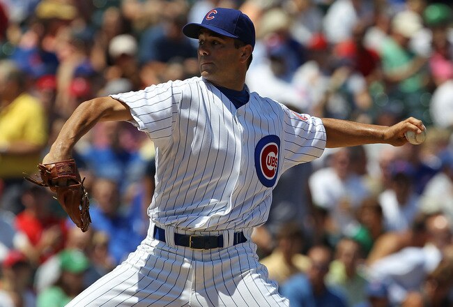 CHICAGO - JULY 16: Starting pitcher Ted Lilly #30 of the Chicago Cubs delivers the ball against the Philadelphia Phillies at Wrigley Field on July 16, 2010 in Chicago, Illinois. The Cubs defeated the Phillies 4-3. (Photo by Jonathan Daniel/Getty Images)