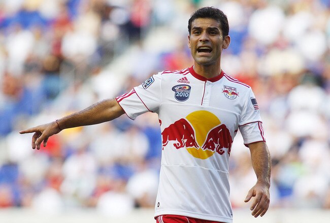 HARRISON, NJ - AUGUST 14:  Rafael Marquez #4 of the New York Red Bulls looks on against the Los Angeles Galaxy on August 14, 2010 at Red Bull Arena in Harrison, New Jersey.  Galaxy defeat the Red Bulls 1-0.  (Photo by Mike Stobe/Getty Images for New York Red Bulls)