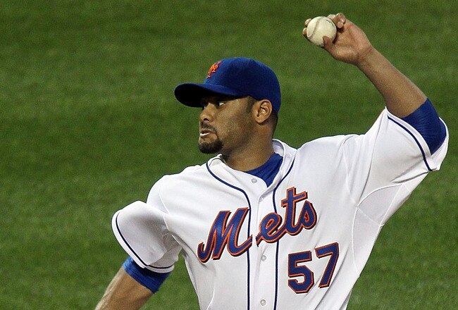 NEW YORK - AUGUST 28:  Johan Santana #57 of the New York Mets delivers a pitch against the Houston Astros on August 28, 2010 at Citi Field in the Flushing neighborhood of the Queens borough of New York City.  (Photo by Jim McIsaac/Getty Images)