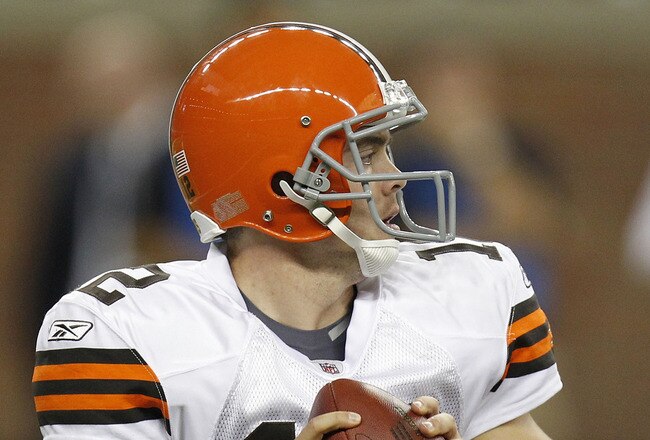 DETROIT - AUGUST 28:  Colt McCoy #12 of the Cleveland Browns throws a fourth quarter pass while playing the Detroit Lions in a preseason game on August 28, 2010 at Ford Field in Detroit, Michigan.  (Photo by Gregory Shamus/Getty Images)