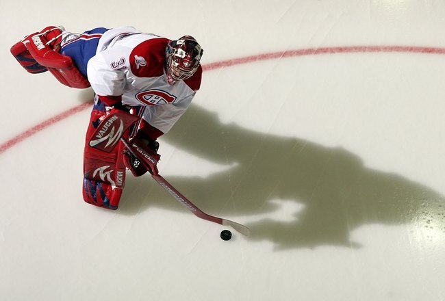NEWARK, NJ - DECEMBER 16:  Carey Price #31 of the Montreal Canadiens warms up before playing against the New Jersey Devils at the Prudential Center on December 16, 2009 in Newark, New Jersey.  (Photo by Jim McIsaac/Getty Images)