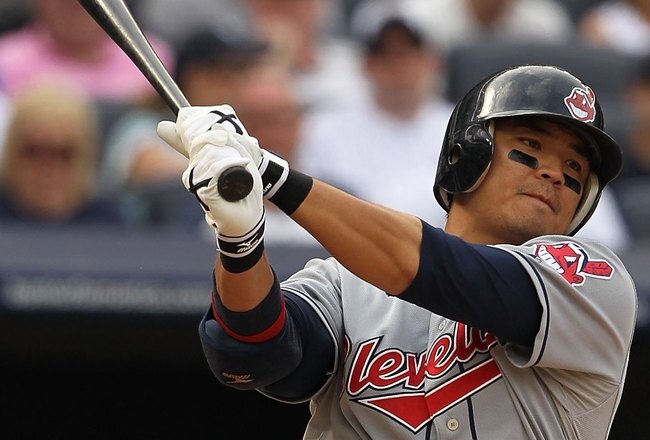 NEW YORK - MAY 29:  Shin Soo Choo #17 of the Cleveland Indians in action against The New York Yankees during their game on May 29, 2010 at Yankee Stadium in the Bronx Borough of New York City.  (Photo by Al Bello/Getty Images)