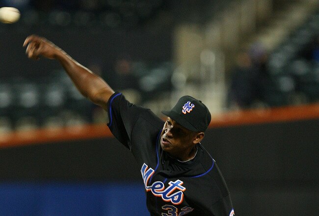 NEW YORK - APRIL 09:  Jenrry Mejia #32 of the New York Mets delivers a pitch in the ninth inning against the Washington Nationals on April 9, 2010 at Citi Field in the Flushing neighborhood of the Queens borough of New York City.  Mets defeated the Nationals 8-2. (Photo by Mike Stobe/Getty Images)